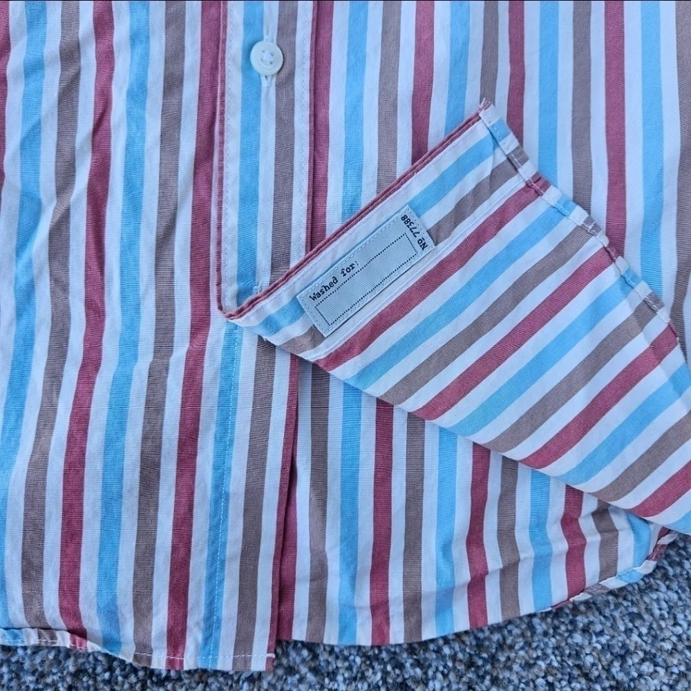 J.Crew Untucked Slim Organic Cotton Stretch Secret Wash Poplin Striped Shirt S